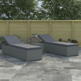 3 Piece Garden Sun Lounger Set Poly Rattan Gray