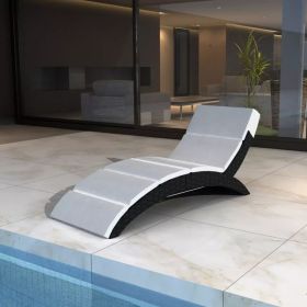 Folding Sun Lounger Poly Rattan Black