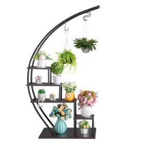 Artisasset 2pcs 5 Layers Semicircle Iron Wood Suitable For Garden Balcony Patio Lawn Home Decoration Plant Stand Flower Pot Stand Iron Flower Sta