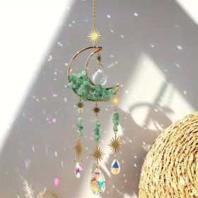 1pc Rainbow Maker Crystal Suncatcher - Enhance Your Home Decor with Aquamarine, Amethyst, and Obsidian - Perfect for Garden, Yard, Bedroom, Balco (Color: 2.76inchMOON  Green Dongling)