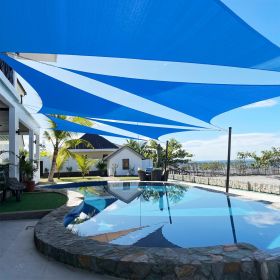 Artpuch Custom Size Sky Blue Sun Shade Sail Triangle Canopy 185 GSM Durable Fabric UV Block Awning for Outdoor Patio Garden Backyard (Customized (Color: Sky Blue, size: 17X21X21)