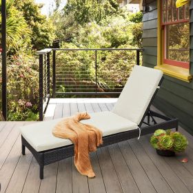 Outdoor Adjustable Rattan Recliner Lounge Chair,PE Wicker,Aluminium Frame (Color: Beige)