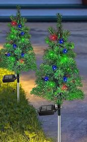 Solar Christmas Pathway Lights for Outdoor Decorations,Outside Christmas Tree Stake Lights (quantity: 2pcs)